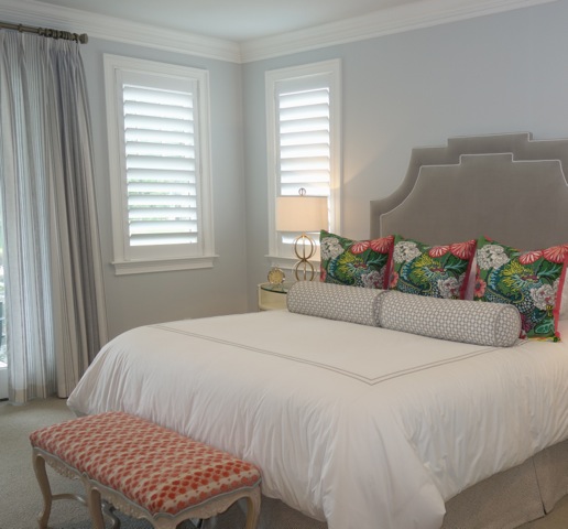 Guest bedroom with Polywood shutters